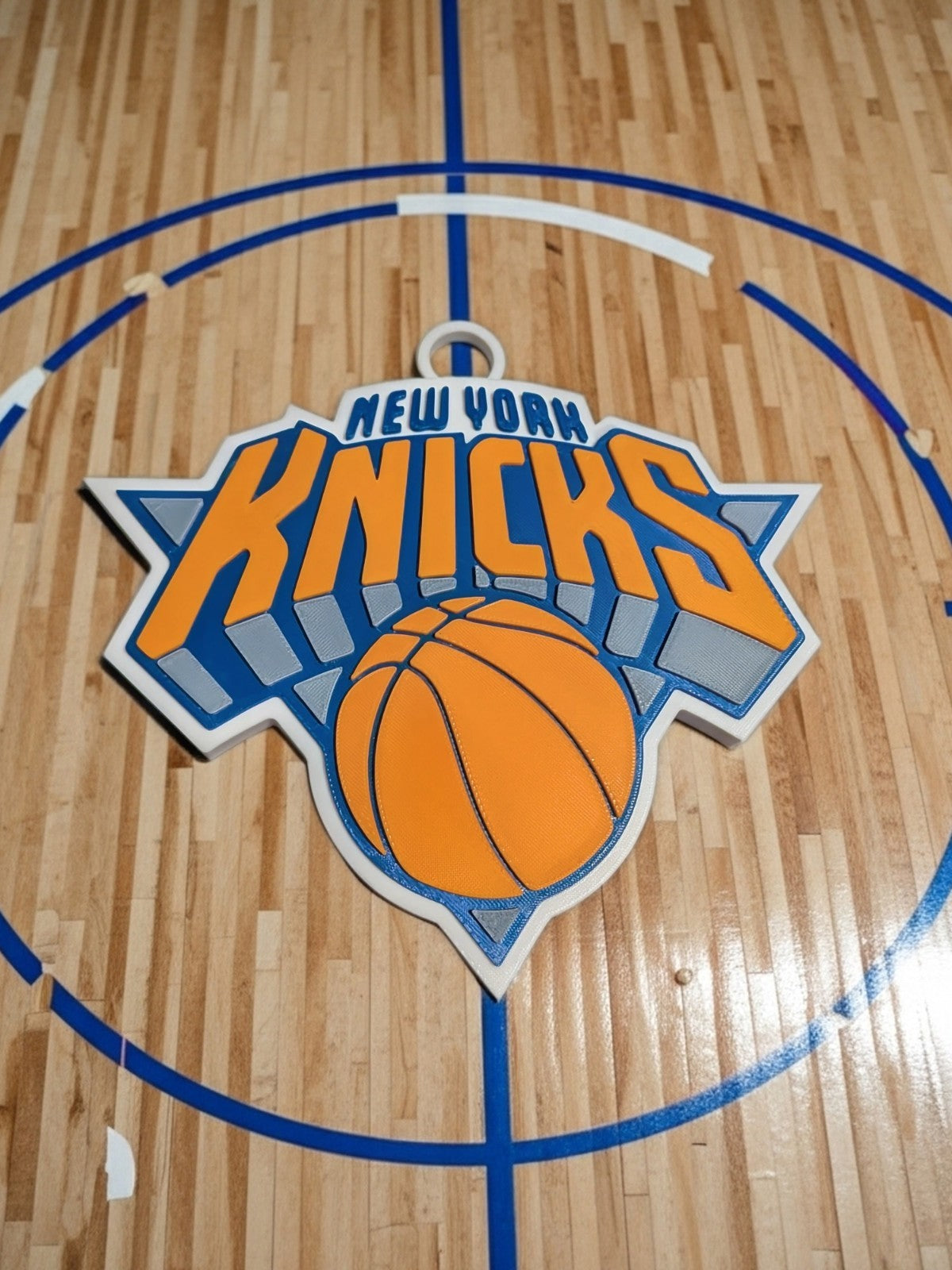 New York Knicks 3D Fan Chain Big Logo Necklace Blue Orange Pendant Medallion