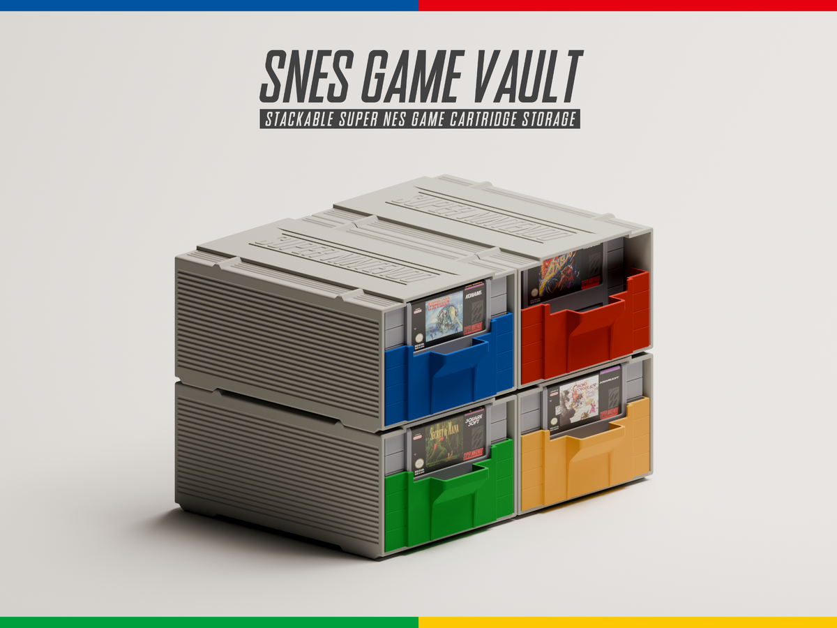 Stackable Super Nintendo NTSC-U game storage case