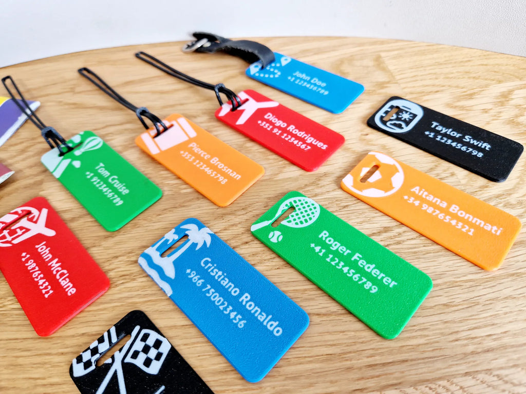 Personalized luggage tag examples