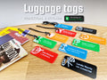 Customizable luggage tags in assorted colors