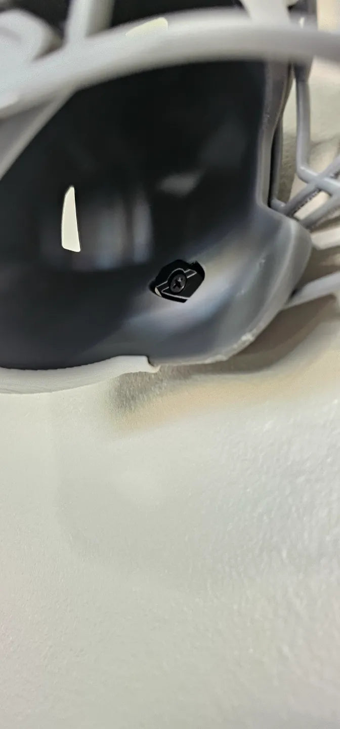 Football helmet wall hanger detail