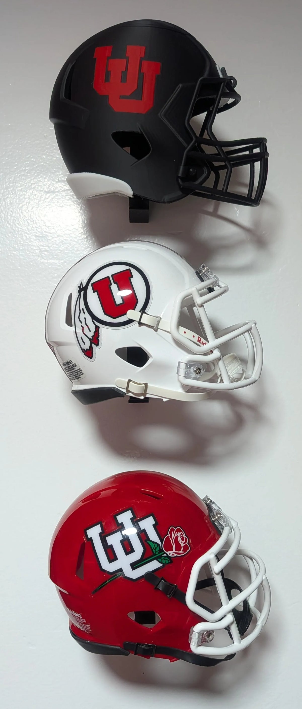 Mini football helmet wall mount detail