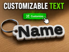 Custom name keychain in black and white