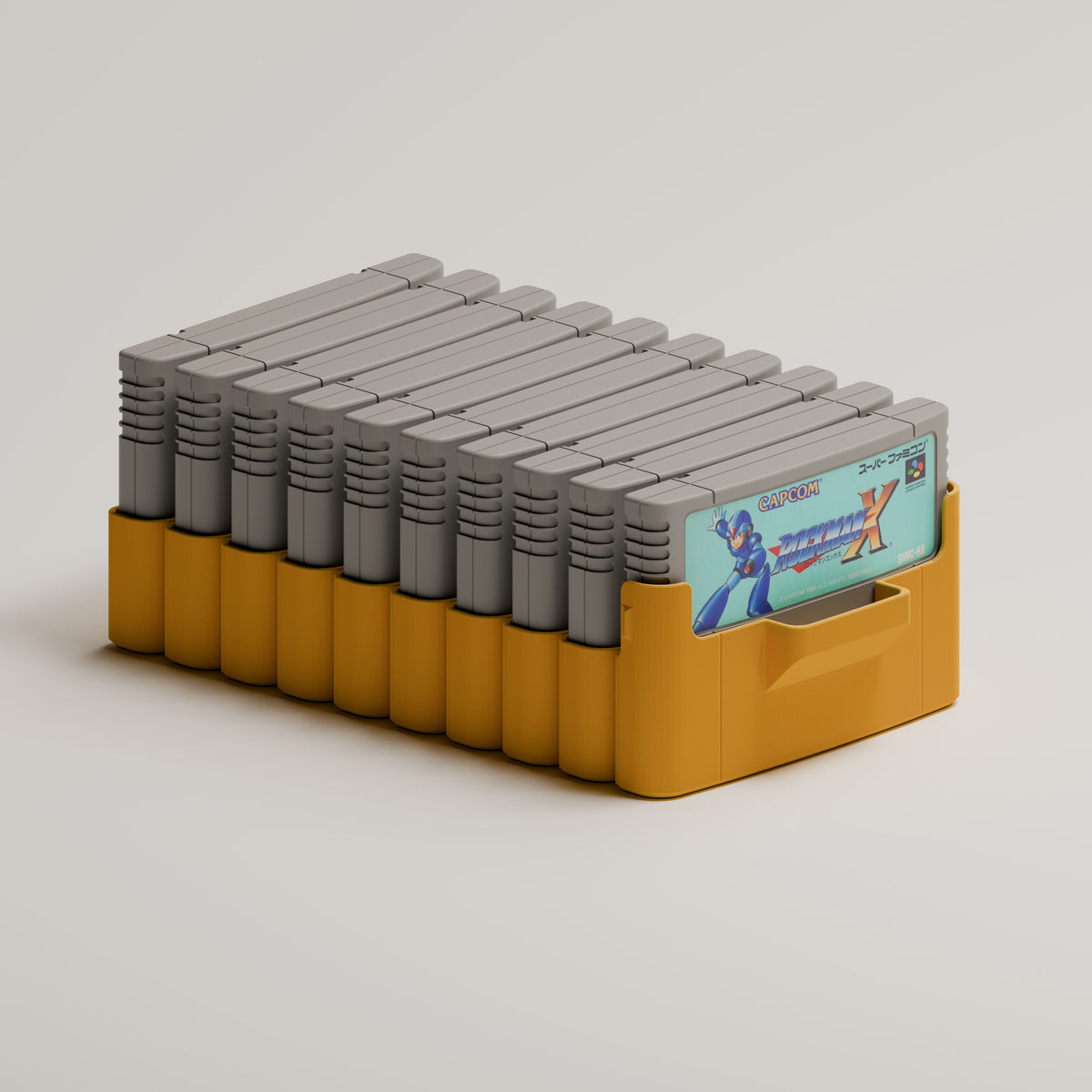 Stacked Super Nintendo game organizers