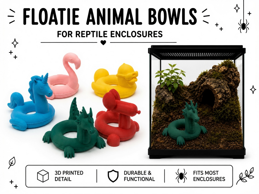 Floatie Animal Bowl Holders for Reptile Enclosures