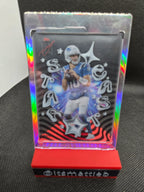 Trading card stand with nameplate angle view