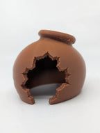 Cracked Clay Pot Hide - Terracotta Reptile Hide Cave - Decor
