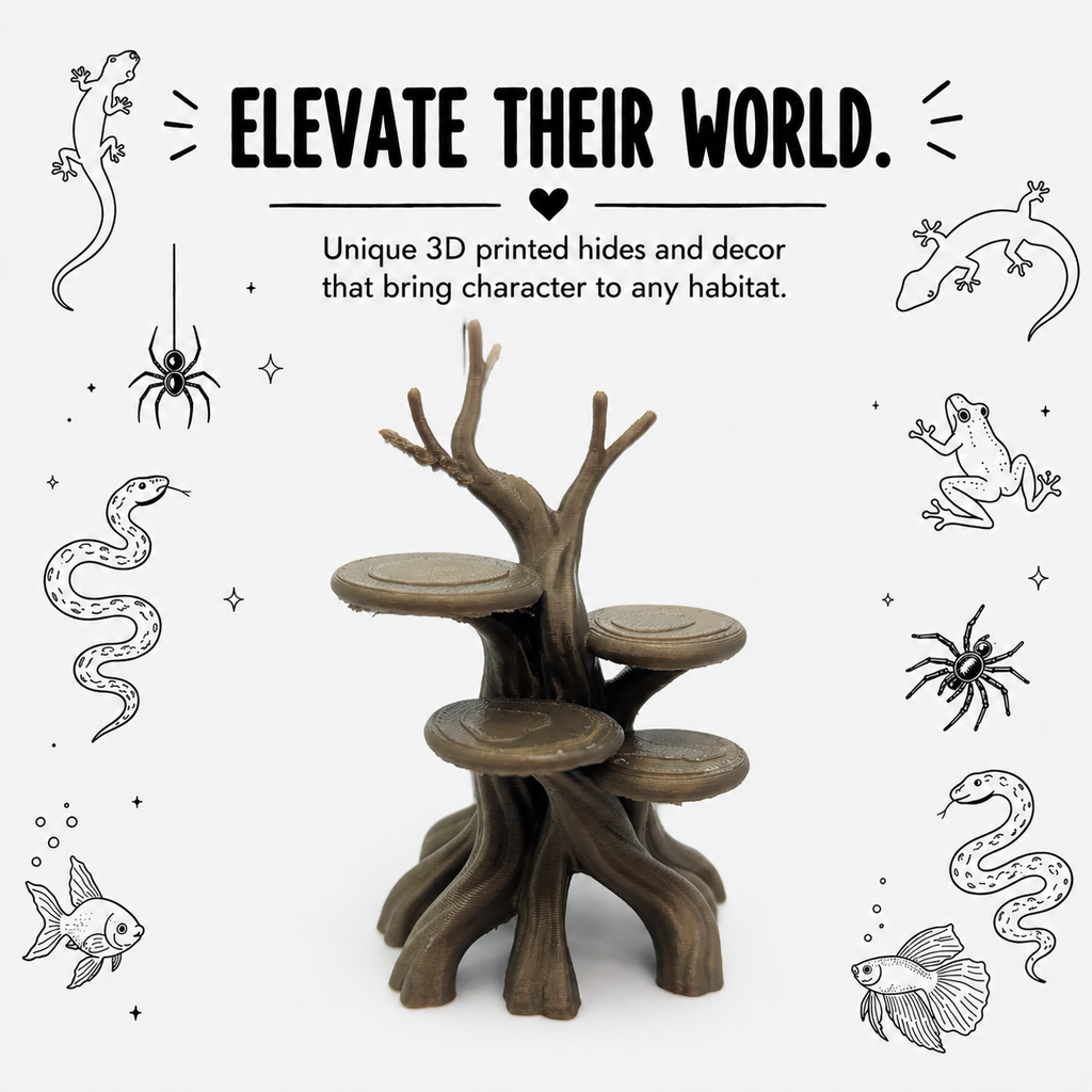 Tree Platform Climbing Hide - Multi-Level - Reptile Terrarium Decor