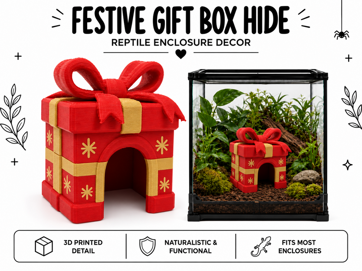 Festive Gift Box Hide – Holiday Terrarium Decor