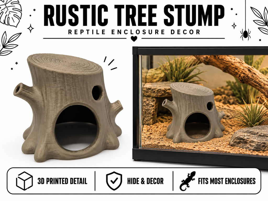 Rustic Tree Stump Hide for Terrariums