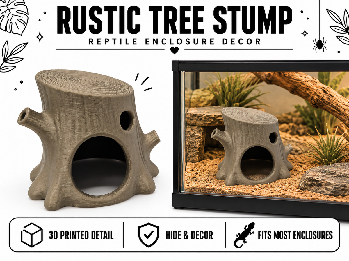 Rustic Tree Stump Hide for Terrariums