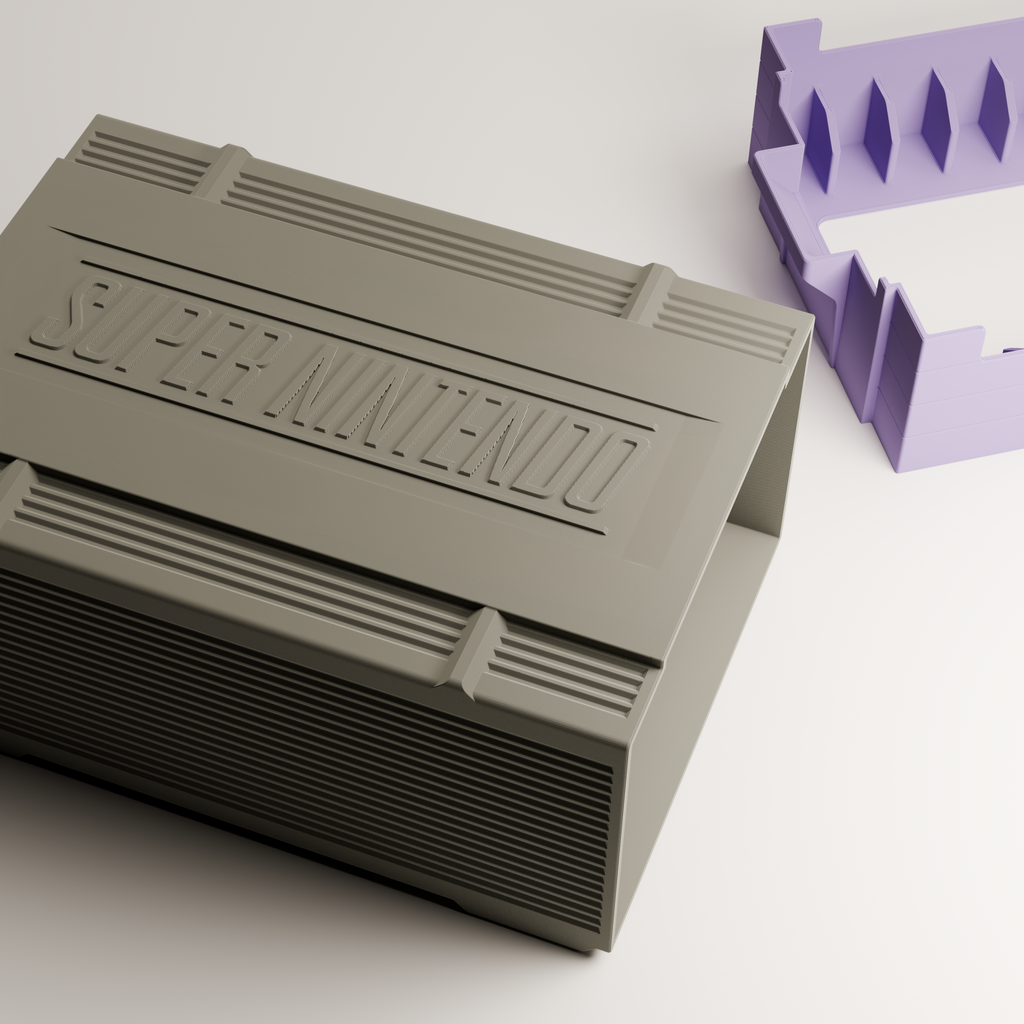 SNES cartridge holder and stackable case