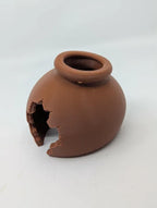 Cracked Clay Pot Hide - Terracotta Reptile Hide Cave - Decor