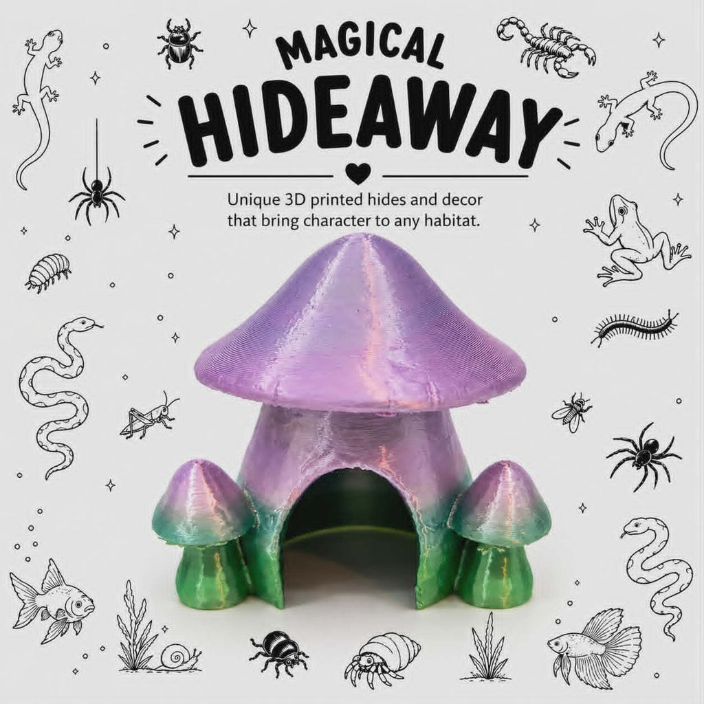 Mushroom Bundle Hide - Enchanted Forest Shelter - Reptile Decor