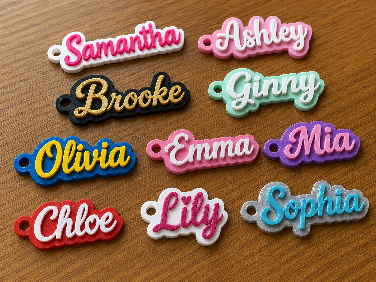 Dual color custom name keychain