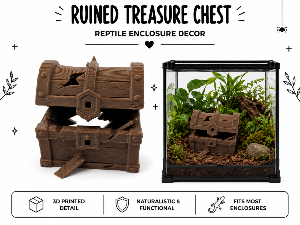 Ruined Treasure Chest Hide – Fantasy Reptile Decor