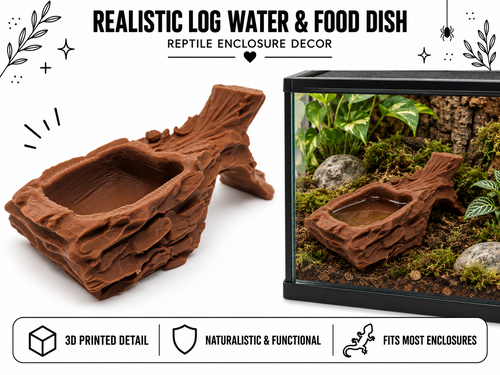 Realistic Log Water & Food Dish