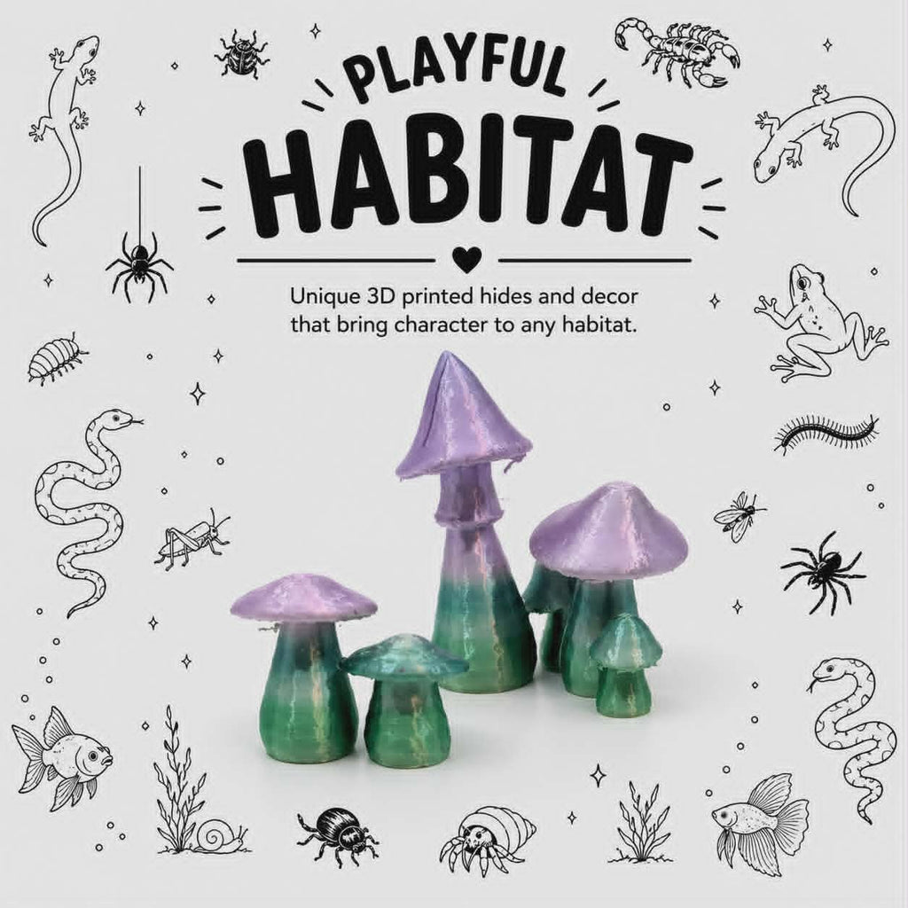 Woodland Mushroom Terrain Set - Forest Floor Decor - Terrarium Decor