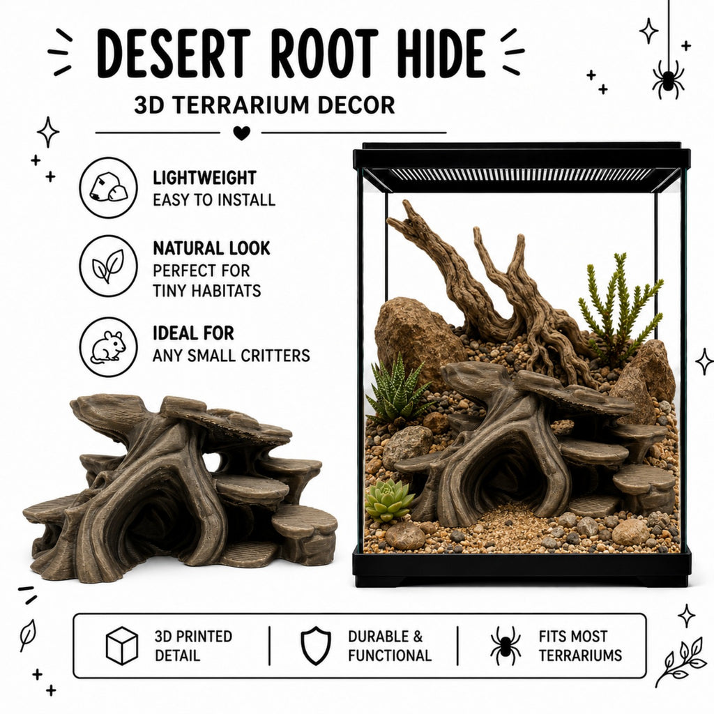 Desert Root Reptile Hide Cave - Critter Enclosure Decor