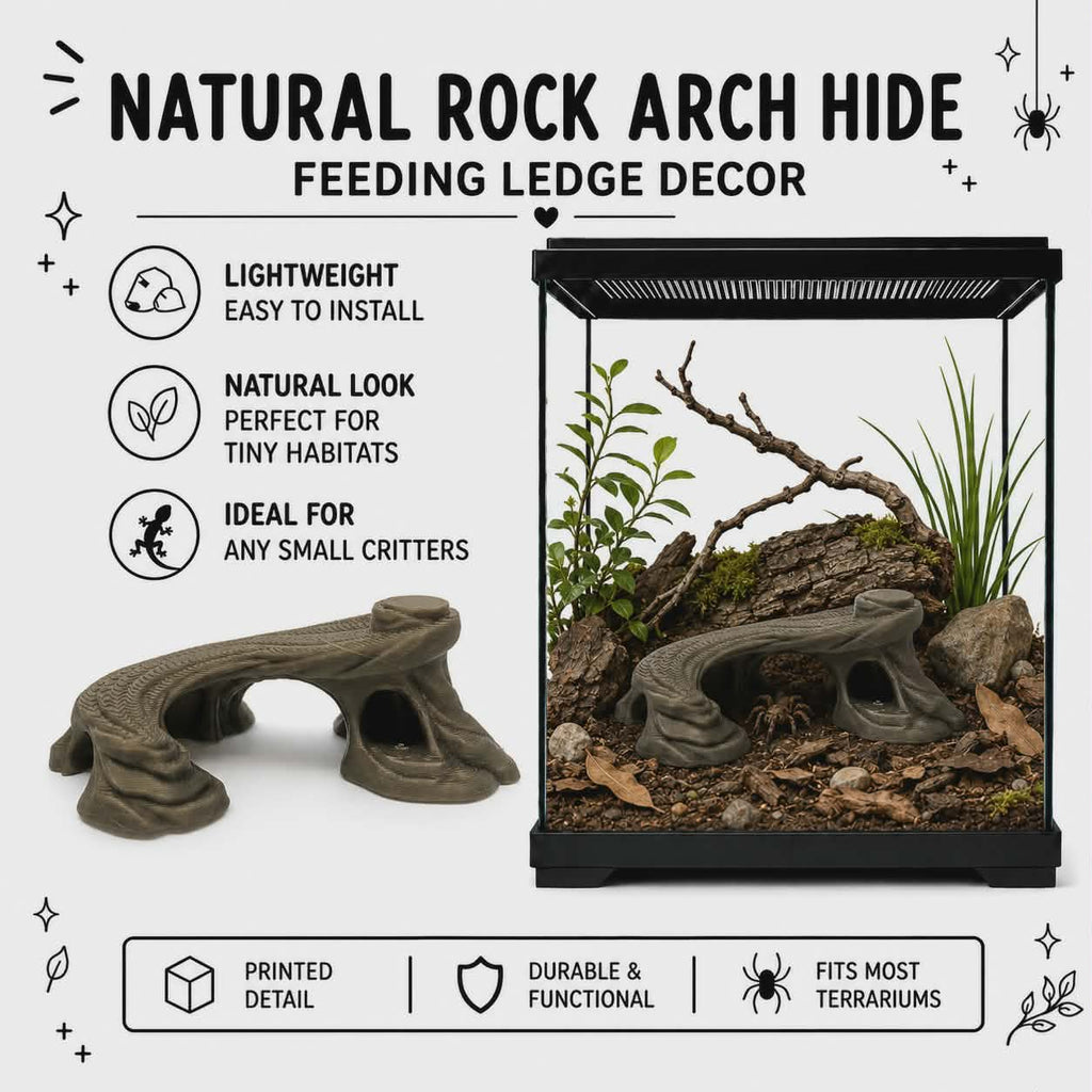 Natural Rock Arch Hide & Feeding Ledge - Reptile Terrarium Decor