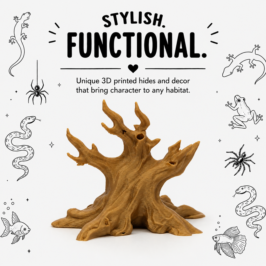 Weathered Root Stump Climber - Natural Accent - Reptile Decor