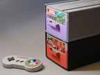 SNES PAL cartridge case with cartridges
