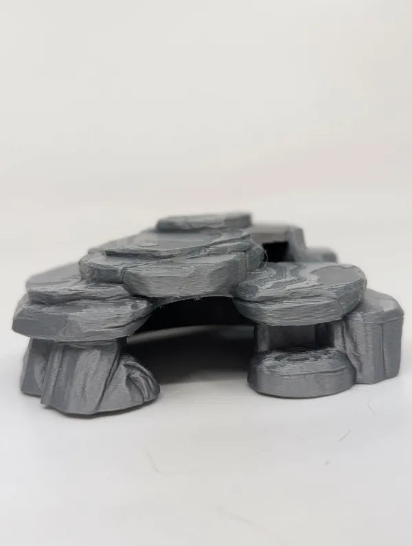 Layered Stone Burrow Reptile Hide - Low-Profile Rock Cave - Decor